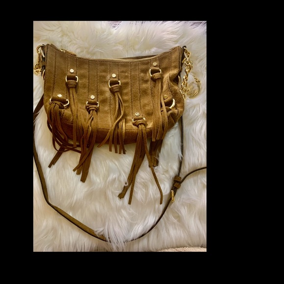 Michael Kors Presley Brown Suede Fringe Tassel Shoulder Bag - Picture 4 of 7